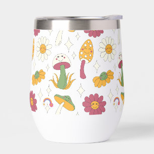 Farbenfrohe Pilze, Regenbogen und Daisis Muster