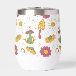 Farbenfrohe Pilze, Regenbogen und Daisis Muster