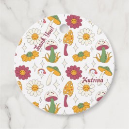 Farbenfrohe Pilze, Regenbogen und Daisis Muster Geschenkanhänger