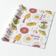 Farbenfrohe Pilze, Regenbogen und Daisis Muster