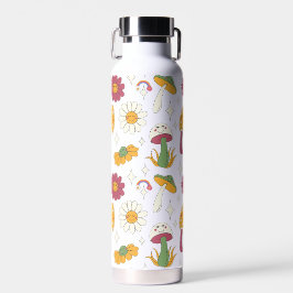 Farbenfrohe Pilze, Regenbogen und Daisis Muster Trinkflasche