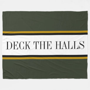 Farbenfrohe Pine Green White Stripes "DECK THE HAL Fleecedecke