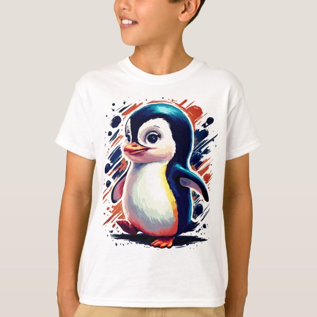 Farbenfrohe Pinguin-T - Shirt (Vorderseite)