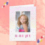 Farbenfrohe Pink Birthday Kids Girl Foto Vielen Da Karte<br><div class="desc">Farbenfrohe rosa Sterne Geburtstag Kinder Mädchen Foto Danke Karte. Niedlich rosa Geburtstag danke Ihnen Karte für Ihre Freunde und Familie. Laden Sie Ihr Foto hoch und personalisieren Sie die Karte mit Ihrem Namen und Text im Inneren. Die Karte hat farbenfrohe Sterne und Flecken. Großartig wie danke Karte für Mädchen.</div>