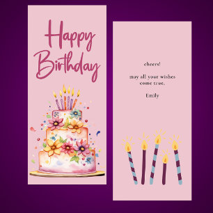Farbenfrohe Pink Girly Happy Birthday Flat Card