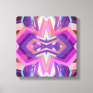 Farbenfrohe Pink Lila Vintage Geometrische Vibes Leinwanddruck