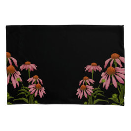 farbenfrohe Pinkblumen auf schwarzem Hintergrund Kissenbezug