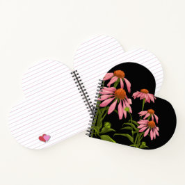 farbenfrohe Pinkblumen auf schwarzem Hintergrund Notizbuch