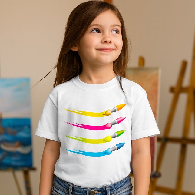 Farbenfrohe Pinsel Girls T - Shirt (Von Creator hochgeladen)