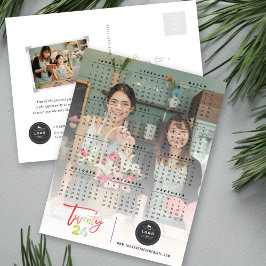 Farbenfrohe Pinselschrift 2025 Kalender Neujahr Fo Feiertagspostkarte