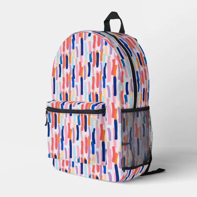 Farbenfrohe Pinselstriche Bedruckter Rucksack (Rückseitige Ecke Rechts)