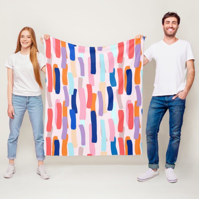 Farbenfrohe Pinselstriche Fleecedecke (Beispiel)