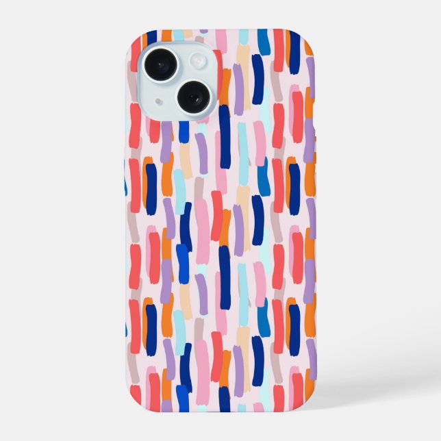 Farbenfrohe Pinselstriche iPhone 15 Hülle (Rückseite)