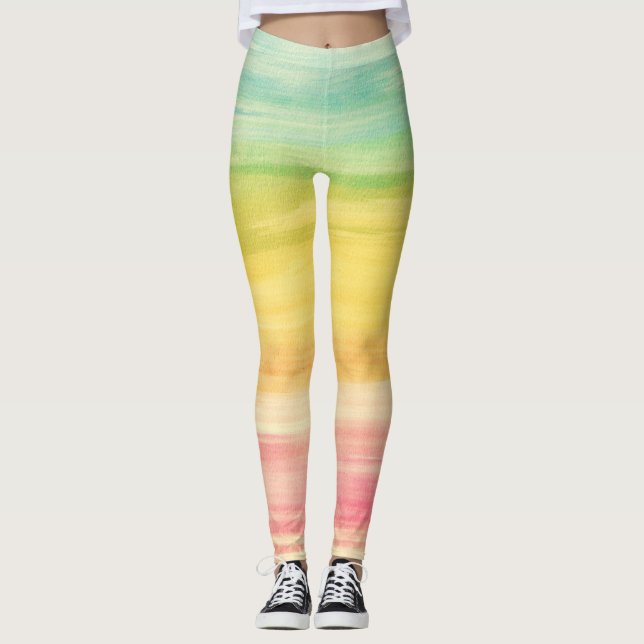 Farbenfrohe Pinselstriche Leggings (Vorderseite)