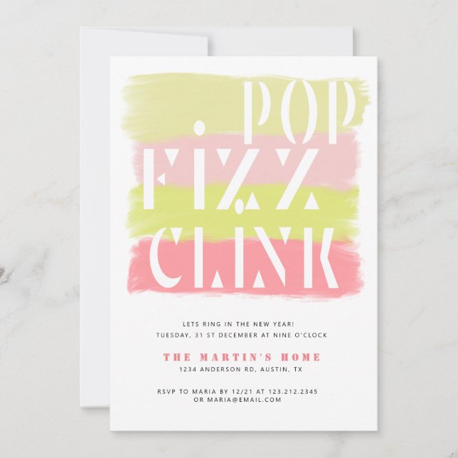 Farbenfrohe Pinselstriche Modern New Year Partys C Einladung (Vorderseite)