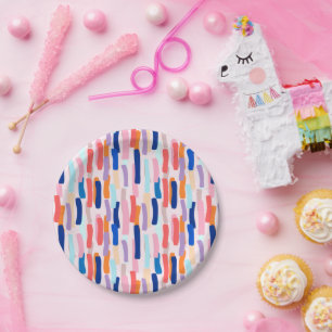 Farbenfrohe Pinselstriche Pappteller