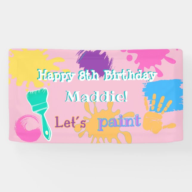Farbenfrohe Pinselstriche Party-Banner - Klein Banner (Horizontal)