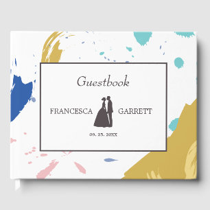 Farbenfrohe Pinselstriche und Illustration Gästebuch
