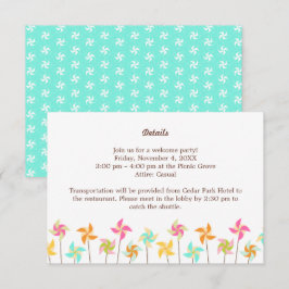 farbenfrohe Pinwheel-Hochzeit Begleitkarte