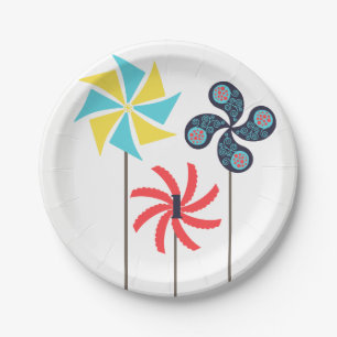 Farbenfrohe Pinwheel Papierplatte Pappteller