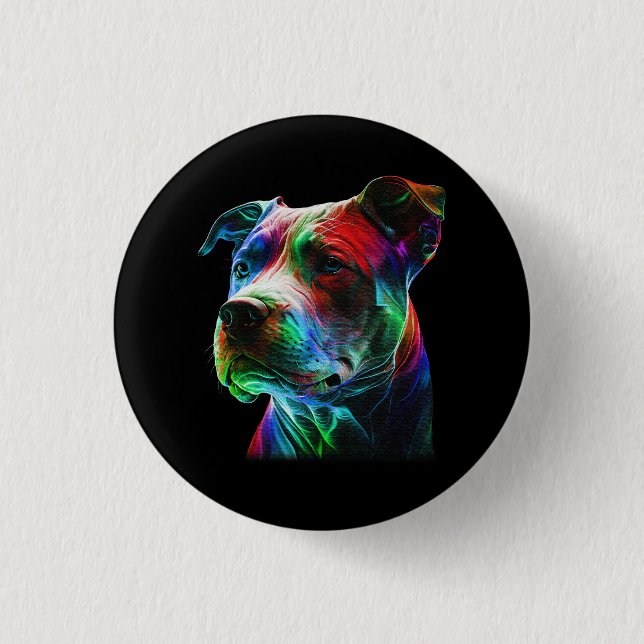 Farbenfrohe Pit Bull Beauty Grafik Pitbull Dog L Button (Vorderseite)