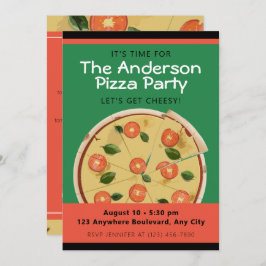 Farbenfrohe Pizza-Party Einladung
