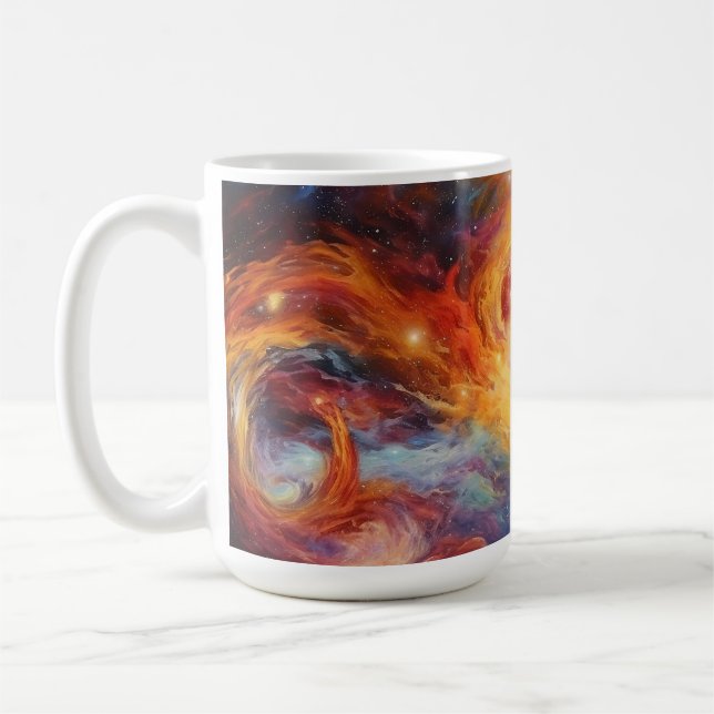 Farbenfrohe Planeten Weltraum Galaxie Hintergrund Kaffeetasse (Links)