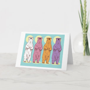 Farbenfrohe Polar Bears Grußkarte Karte