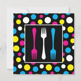 Farbenfrohe Polka Dot Birthday Dinner Party Einladung