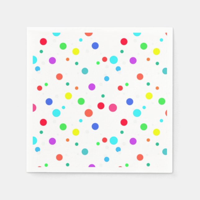 Farbenfrohe Polka Dot Birthday Napkins Serviette (Vorderseite)
