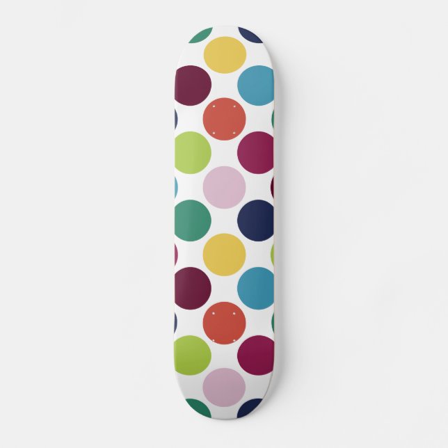 Farbenfrohe Polka Dot Bubble Comp Skateboard (Vorderseite)