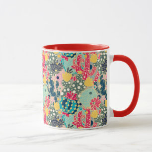 Farbenfrohe Polka Dot Cactus Pattern Tasse