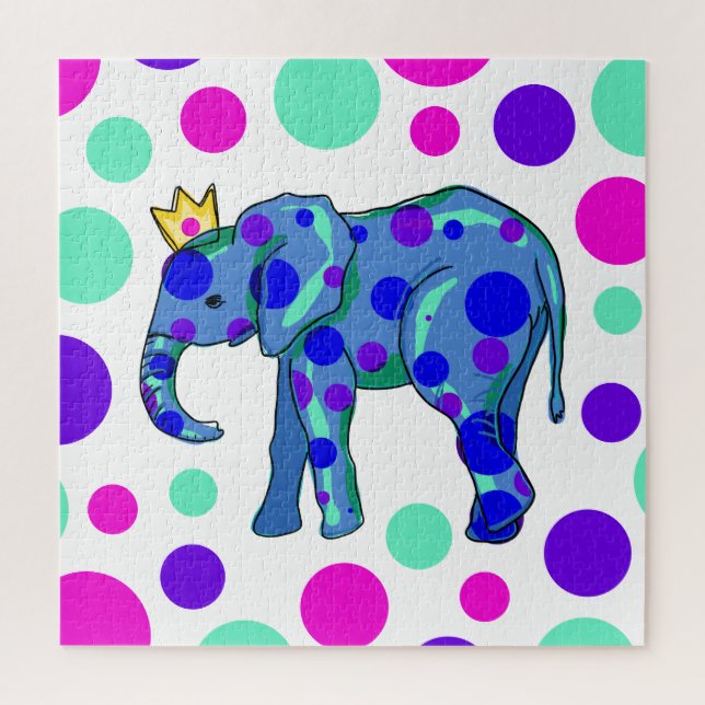 Farbenfrohe Polka Dot Elephant Puzzle (Vertikal)