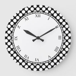 Farbenfrohe Polka Dot römische Ziffern weiß auf je Große Wanduhr