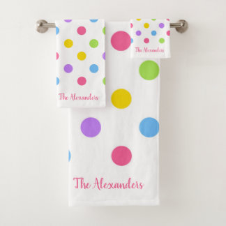 Farbenfrohe Polka Dots Badhandtuch Set