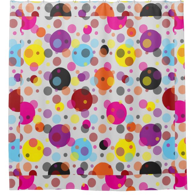 Farbenfrohe Polka Dots Duschvorhang (Vorderseite)