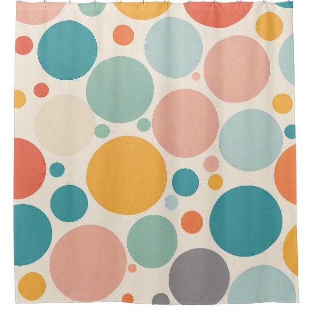 Farbenfrohe Polka Dots Duschvorhang (Vorderseite)