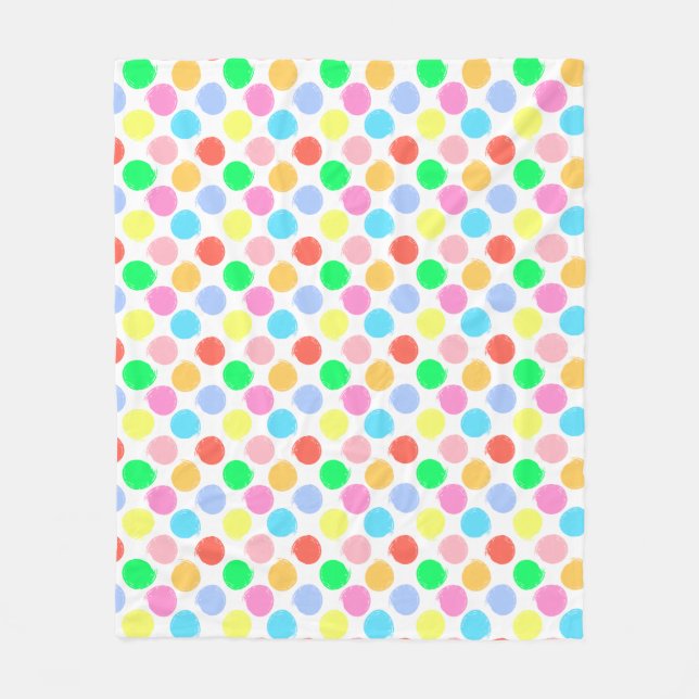 Farbenfrohe Polka Dots Fleecedecke (Vorderseite)