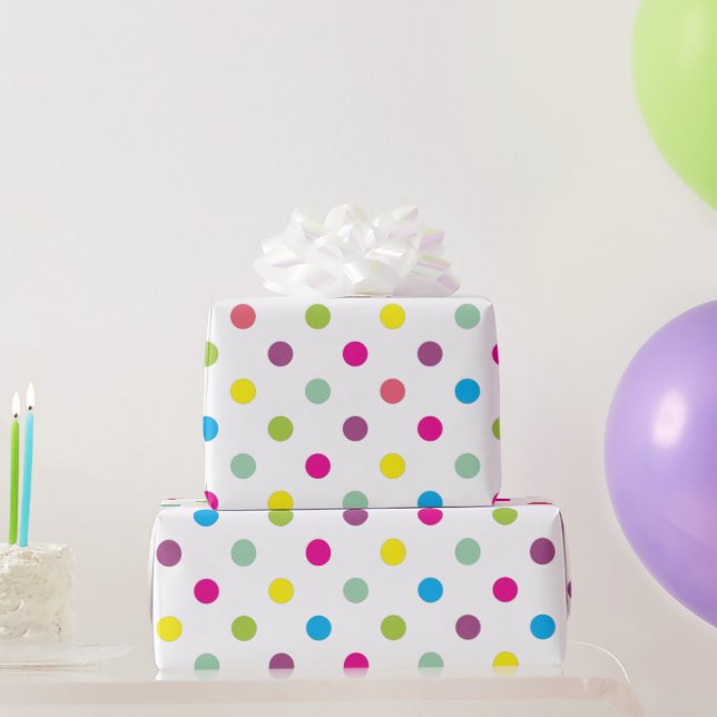 Farbenfrohe Polka Dots Geschenkpapier (Partygeschenke)