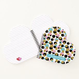 Farbenfrohe Polka Dots Gold Glitzer Individuelle N Notizbuch
