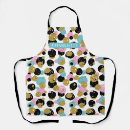 Farbenfrohe Polka Dots Gold Glitzer Individuelle N Schürze