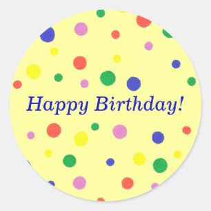 Farbenfrohe Polka Dots Happy Birthday Stickers