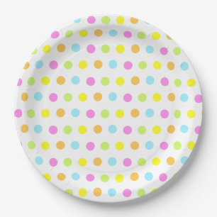 Farbenfrohe Polka Dots in Pastellfarben Pappteller