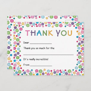 Farbenfrohe Polka Dots Kinder Vielen Dank Postkarte