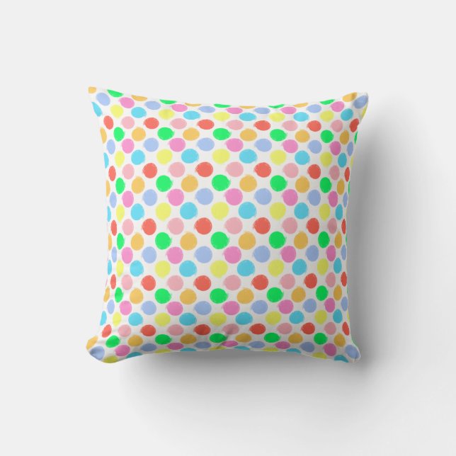Farbenfrohe Polka Dots Kissen (Vorderseite)