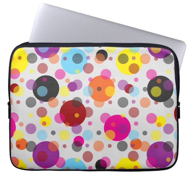 Farbenfrohe Polka Dots Laptopschutzhülle (Vorderseite)
