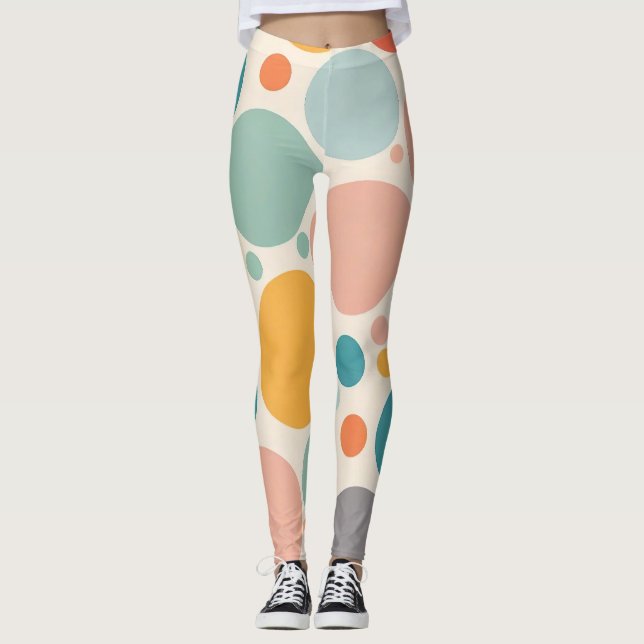 Farbenfrohe Polka Dots Leggings (Vorderseite)