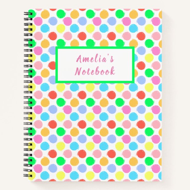 Farbenfrohe Polka Dots Notizbuch (Vorderseite)