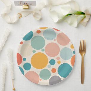Farbenfrohe Polka Dots Pappteller