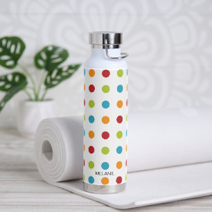 Farbenfrohe Polka Dots Personalisiert Trinkflasche